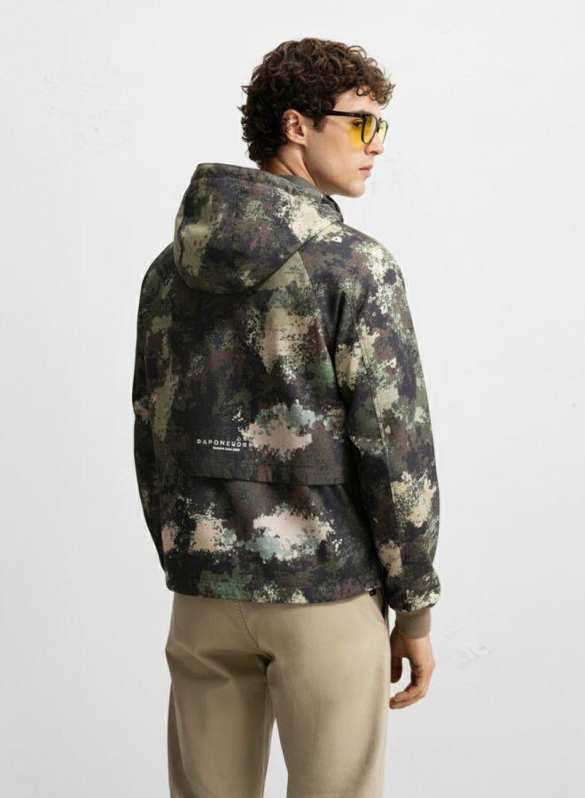 The Indian Garage Co Men Regular Fit Printed Hooded Full Sleeves Winter Jacket - Image 2